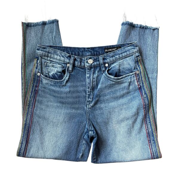 BlankNYC Rainbow Rivington High Rise in Crash Pad Raw Hem Jeans Size 27 - Picture 5 of 9